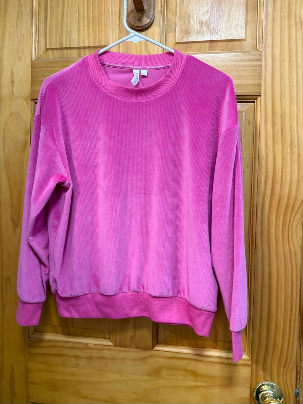 Joyspun Pink Women's Velour Pullover Sweatshirt size S